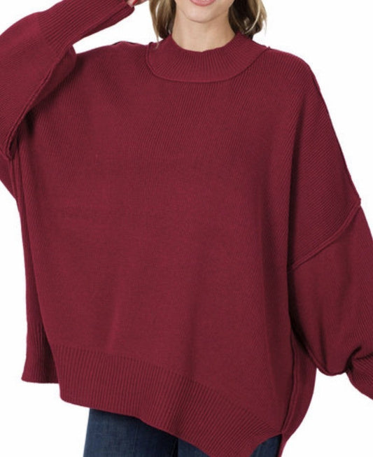 Maroon Slit Side Sweater