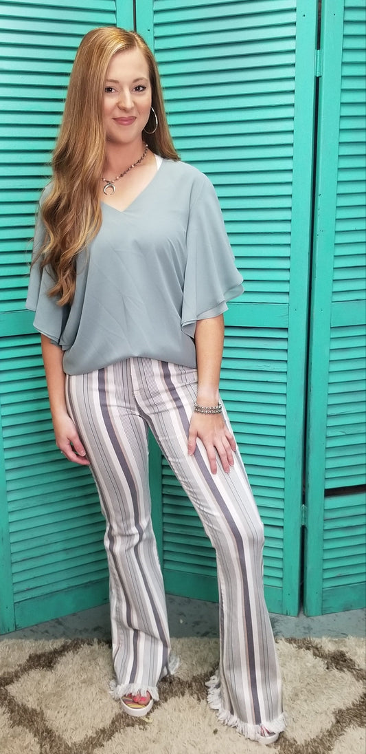 Stripes with flare pants