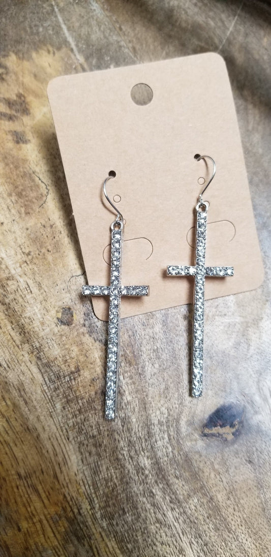 Sparkled Cross Earrings